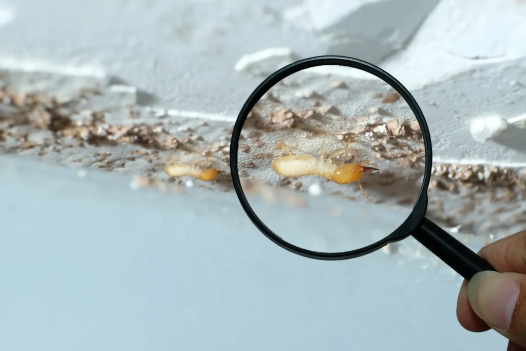 Termite Workers, Small termites, Dry-Wood Termites enlarge, zoom with magnifying glass